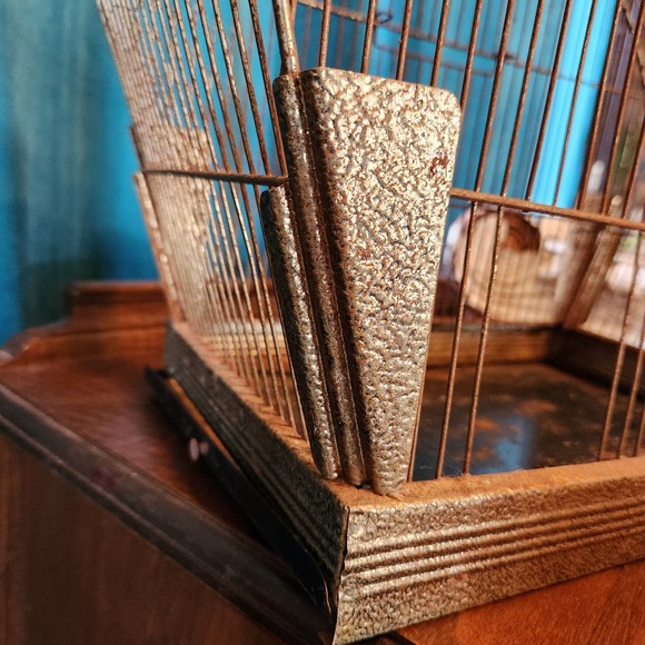Art Deco Birdcage, True Vintage, Decor OR Pet. Patina Metal - Picture 5 of 9